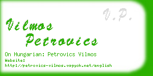 vilmos petrovics business card